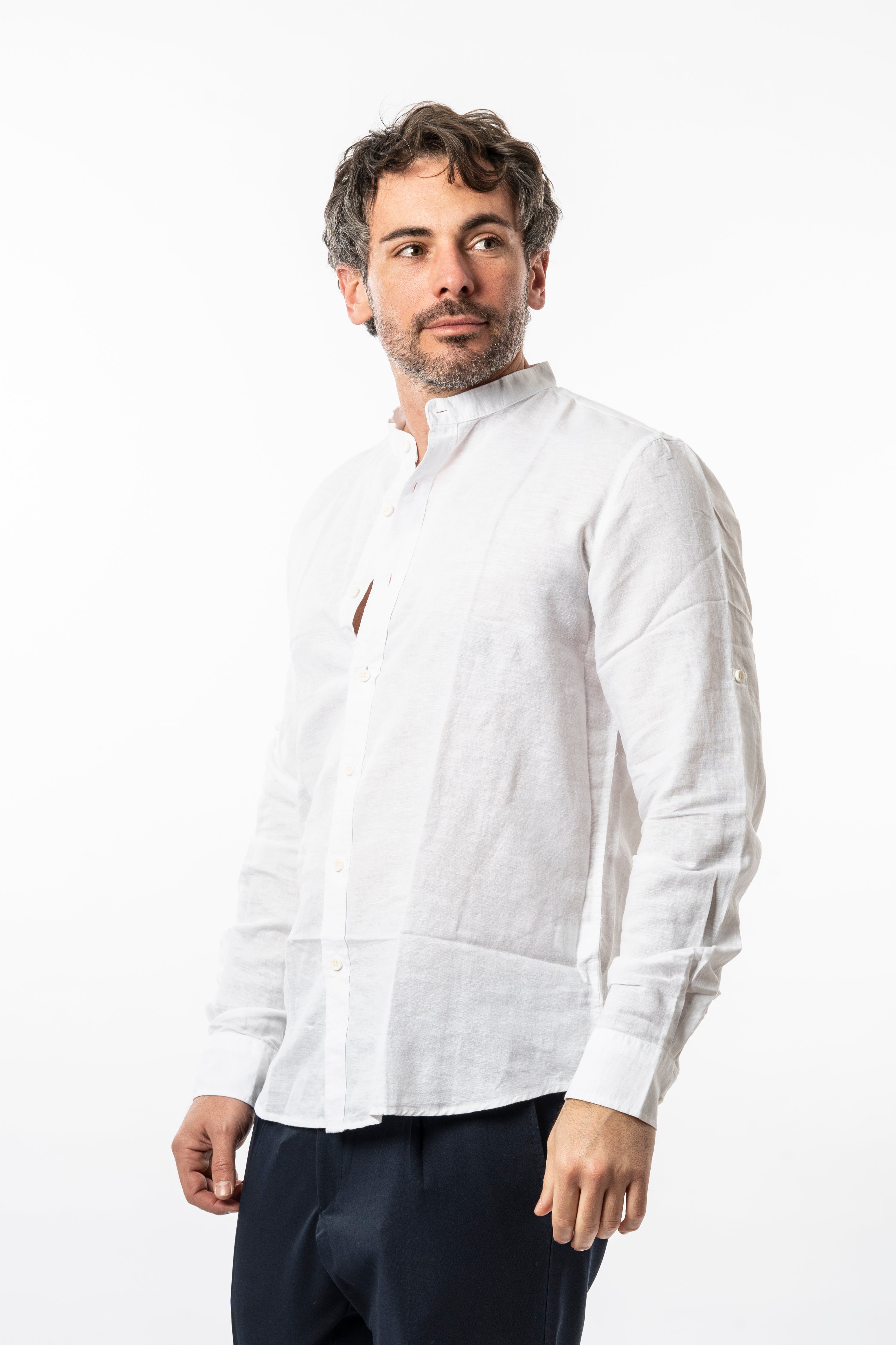 Camicia Vinc coreano linon - Bianco